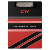 Rood en zwart voegen naam initiaal kantoor toe klembord (Voorkant)