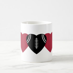 Rood en Zwart Voetbal Hart Ontwerp Koffiemok
