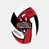 Rood en Zwart 🏐 Volleybal Metalen Ornament (Voorkant links)