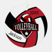 Rood en Zwart 🏐 Volleybal Metalen Ornament (Voorkant)