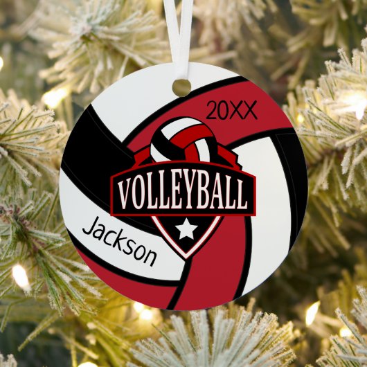Rood en Zwart 🏐 Volleybal Metalen Ornament (Insitu)