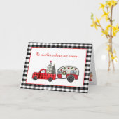 Rood en zwart vrachtwagen en kerstmis kaart (Gele Bloem)