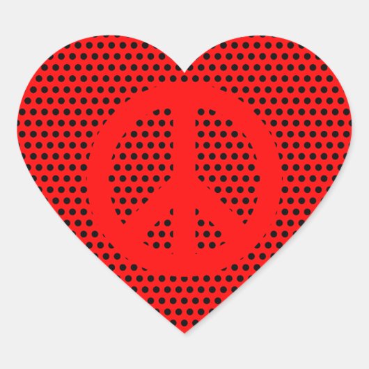 Rood en Zwart Vredessymbool Hart Sticker (Voorkant)