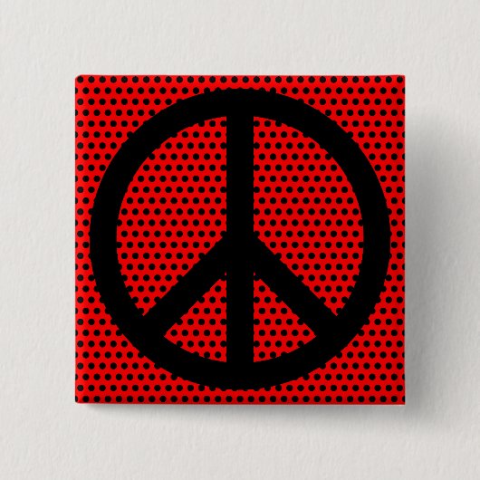 Rood en Zwart Vredessymbool Vierkante Button 5,1 Cm (Voorkant)