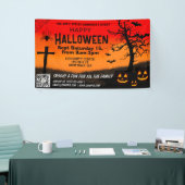 rood en zwart vrolijke Halloween Banner QR-code (Beurs)