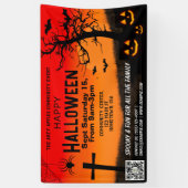 rood en zwart vrolijke Halloween Banner QR-code (Verticaal)