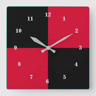 Rood en Zwart Wandklok Modern Ontwerp