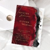 Rood en Zwart Waterverf bruiloft uitnodiging