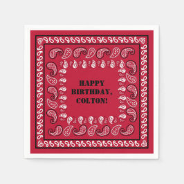 Rood en Zwart Western Bandana Print Verjaardagsfee Servet