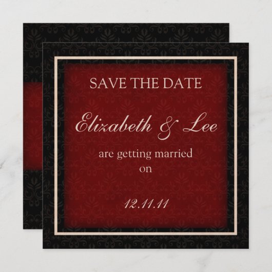 Rood en zwart winter bruiloft "Save the Date" kaar Save The Date (Voorkant / Achterkant)