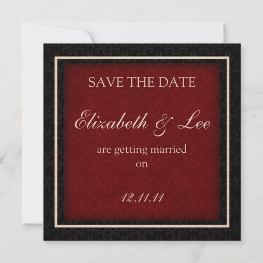 Rood en zwart winter bruiloft "Save the Date" kaar Save The Date (Voorkant)