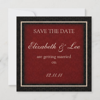 Rood en zwart winter bruiloft "Save the Date" kaar Save The Date