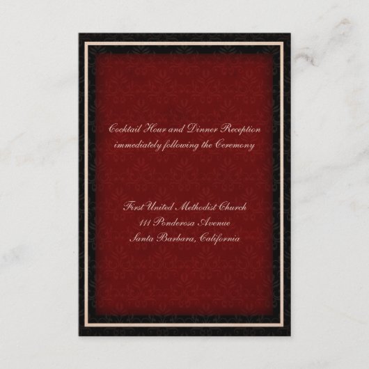 Rood en zwart winter bruiloftsreceptiekaart informatiekaartje (Voorkant)