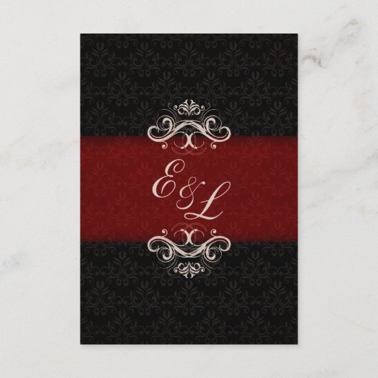 Rood en zwart winter bruiloftsreceptiekaart informatiekaartje (Achterkant)