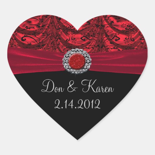 Rood en zwart-wit blauw hart sticker (Voorkant)