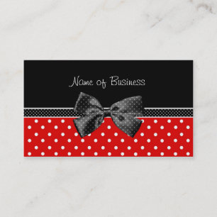 Rood en zwart-wit met lint visitekaartje