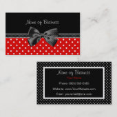 Rood en zwart-wit met lint visitekaartje (Voorkant / Achterkant)