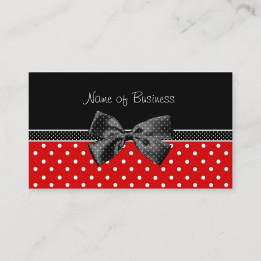 Rood en zwart-wit met lint visitekaartje (Voorkant)
