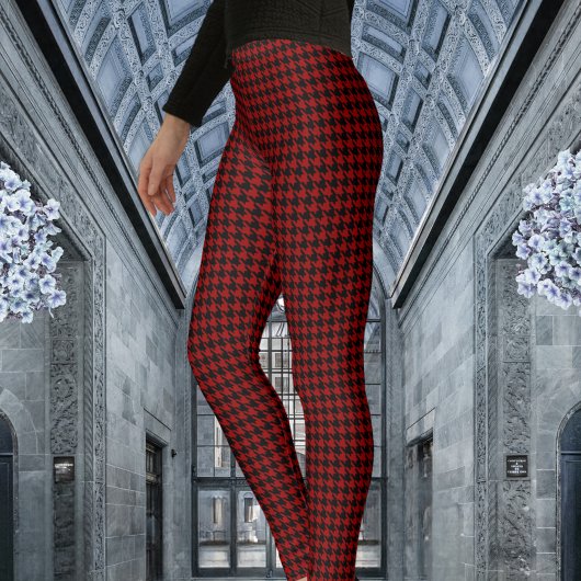 Rood- en zwart-witcontrolepatroon leggings