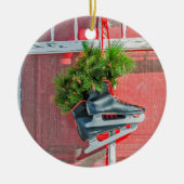 Rood- en zwart-witSchaatsen op een deur Keramisch Ornament (Voorkant)