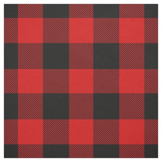 Rood en Zwart XL Buffel Check geruite Tartan Stof (Swatch)