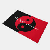 Rood en zwart Yin Yang logo welkomstdeurmat Deurmat (Schuin)