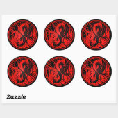Rood en Zwart Yin Yang Phoenix Ronde Sticker (Vel)