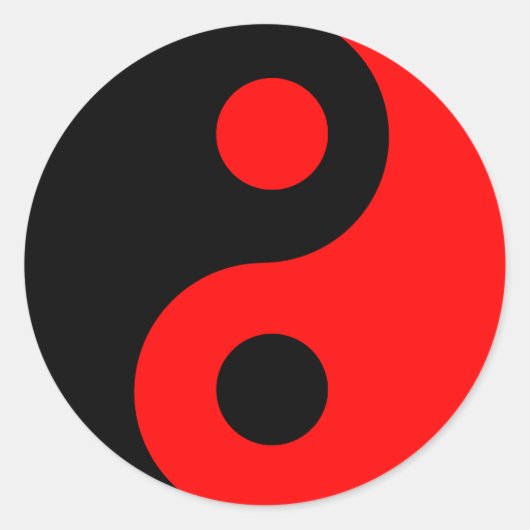Rood en Zwart Yin Yang Ronde Sticker (Voorkant)