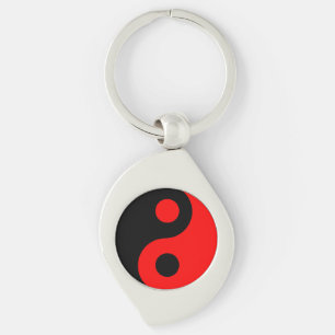 Rood en Zwart Yin Yang Sleutelhanger