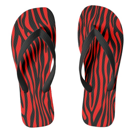 Rood en Zwart Zebra Teenslippers (Voetbed)