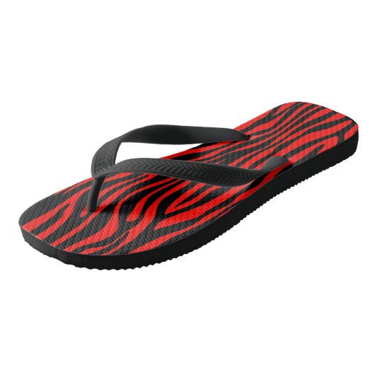 Rood en Zwart Zebra Teenslippers (Schuin)