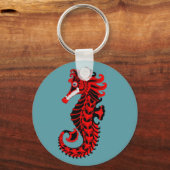 Rood en zwart zeepaard sleutelhanger (Voorkant)