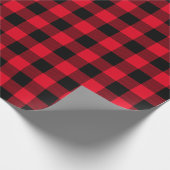 Rood en zwart Zig Zag Buffalo met kerstmis Cadeaupapier (Hoek)