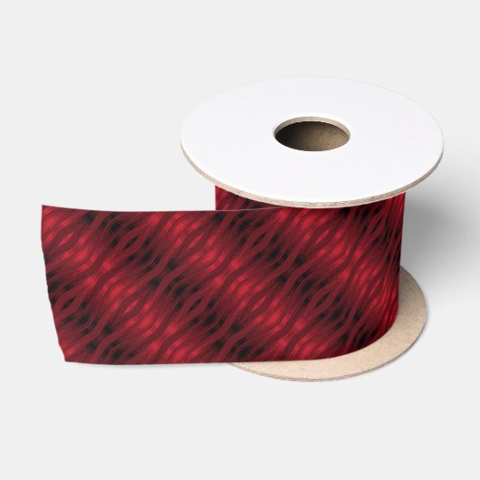 Rood en zwart zigzag ikat satijnen lint (Spoel)