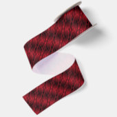 Rood en zwart zigzag ikat satijnen lint (Achterkant)