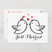 Rood en zwart zijn net getrouwd Lovebirds Wedding Uitnodiging Briefkaart (Voorkant / Achterkant)