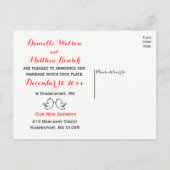 Rood en zwart zijn net getrouwd Lovebirds Wedding Uitnodiging Briefkaart (Achterkant)
