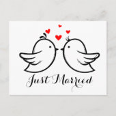 Rood en zwart zijn net getrouwd Lovebirds Wedding Uitnodiging Briefkaart (Voorkant)