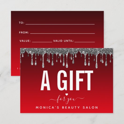 Rood en zwart, zilveren glitter-druppelaar, schoon (Voorkant / Achterkant)