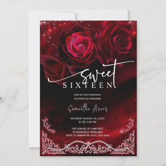 Rood en Zwart Zoet ZESTIEN Verjaardag Sjabloon Kaart (Voorkant)