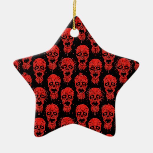 Rood en zwart Zombie Apocalypse Pattern Keramisch Ornament (Voorkant)