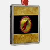 Rood- en zwarte adelhawk falcan gouden folie textu metalen ornament (Rechts)