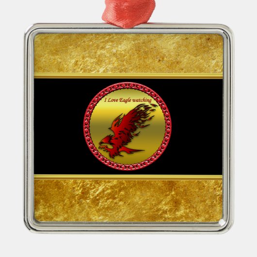 Rood- en zwarte adelhawk falcan gouden folie textu metalen ornament (Voorkant)