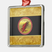 Rood- en zwarte adelhawk falcan gouden folie textu metalen ornament (Links)