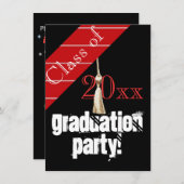 Rood- en zwarte-afstudeerpartij kaart (Voorkant / Achterkant)