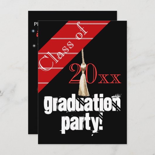 Rood- en zwarte-afstudeerpartij kaart (Voorkant / Achterkant)