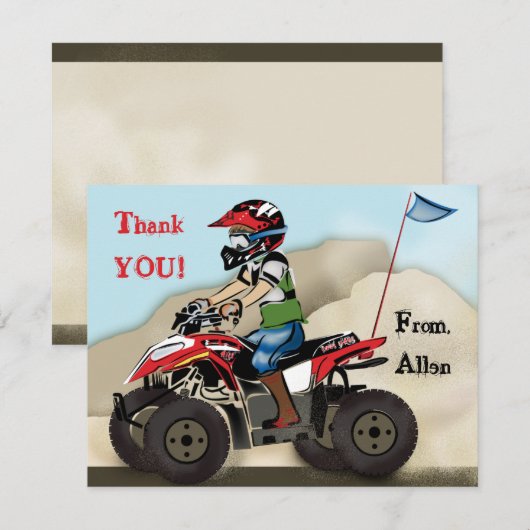 Rood- en zwarte ATV-Kind Notitiekaartje (Voorkant / Achterkant)