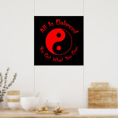 Rood- en zwarte balans Yin Yang Poster (Keuken)