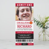 Rood- en Zwarte Basketball Graduation Party nodigt Kaart (Staand voorkant)