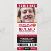 Rood- en Zwarte Basketball Graduation Party nodigt Kaart (Voorkant)